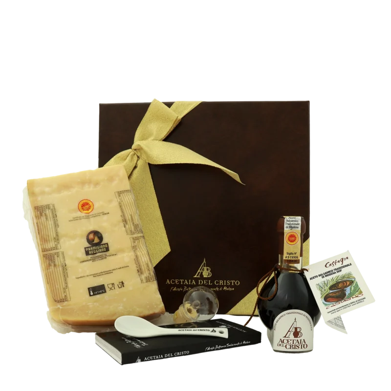 Aceto Balsamico Tradizionale di Modena DOP invecchiato in Castagno con Parmigiano Reggiano DOP