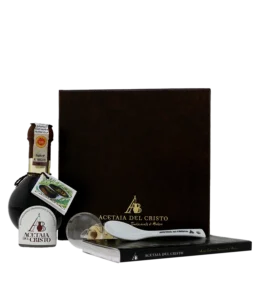 Faux leather gift set with tasting spoon – Chestnut