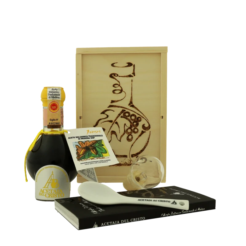 Confezione in legno di Aceto Balsamico Tradizionale di Modena DOP invecchiato in Rovere