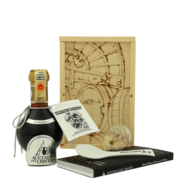 Confezione in legno di Aceto Balsamico Tradizionale di Modena DOP Extra Vecchio Diamante Nero